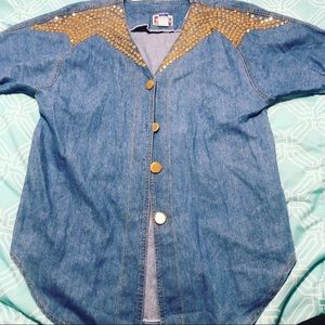 Jean shirt with gold detail